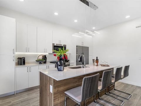 Each unit is equipped with all the conveniences you would want for making meals.