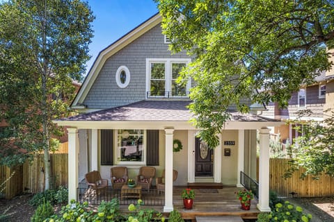 The front facade of the historic home, beautifully preserved