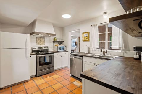 Kitchen view of oven and stovetop