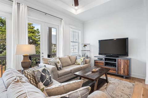 Plenty of seating and a smart TV make movie night easy