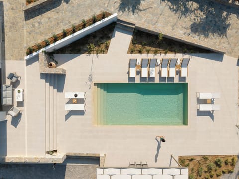 Take in the majestic bird's eye view of the villa's outdoor surroundings & pool.