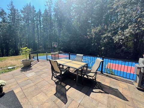 Your private patio overlooking the sport court.  