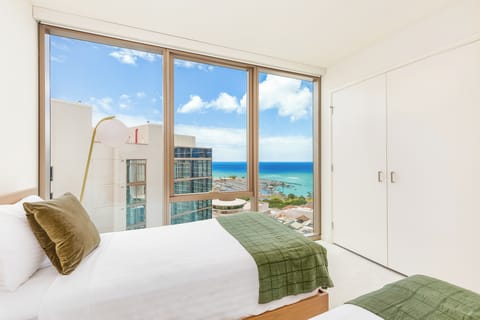 Experience tranquility in a bedroom with ocean view