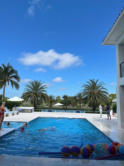 Salt water pool and spa overlooking the tennis court