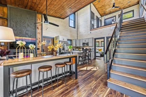 From the moment you step inside, you’ll be captivated by the cabin’s open, modern design.