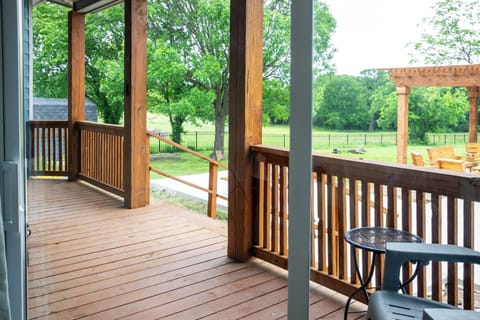 Back deck with view to huge backyard and Corp of Engineer land.