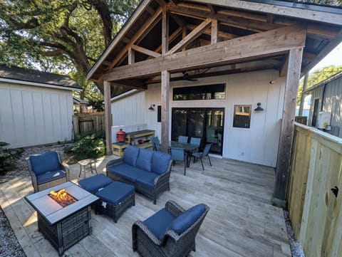 Private outdoor space with gas firepit