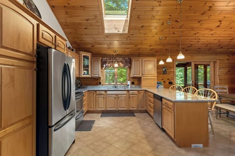 Kitchen with skylight.