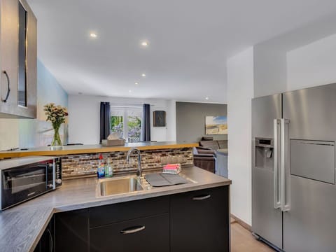 Kitchen, Countertop, Furniture, Kitchen Appliance, Interior Design, Flooring, Major Appliance, Cabinetry, Wood, Floor