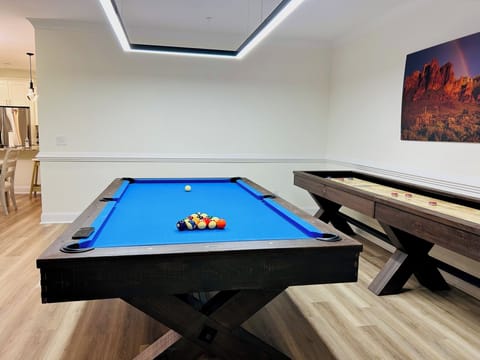 Game room with pool table and shuffle board