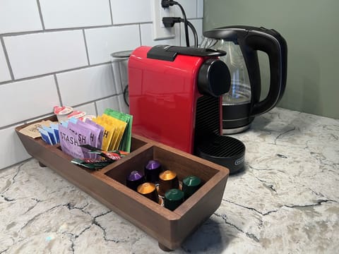 Enjoy a cup of Nespresso or tea in the morning. Prefer drip coffee? We have it!