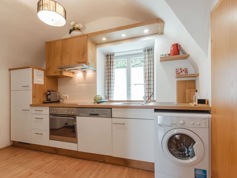 Cabinetry, Property, Laundry Room, Countertop, Furniture, Kitchen Appliance, Building, Kitchen, Kitchen Stove, Wood