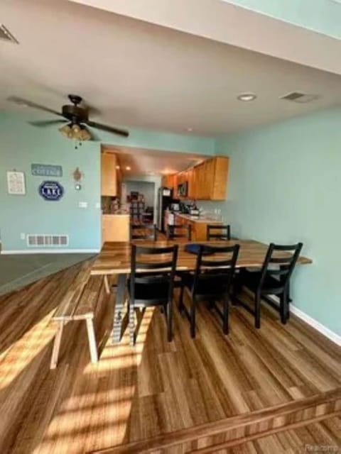 Dining area with a nice view of the lake.