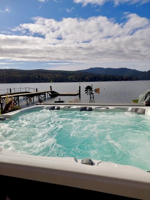 6 person hot tub where you can sit back  relax and enjoy the beautiful views.