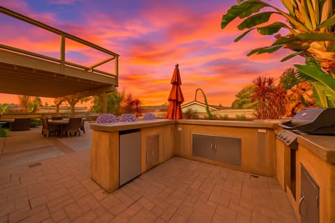 Sunset while cooking in the outdoor kitchen