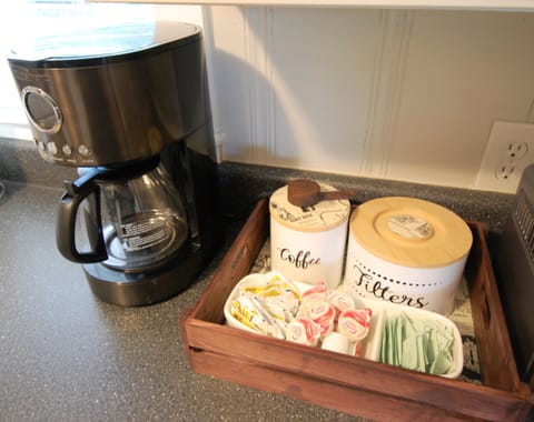 Coffee Station, every stay includes fresh ground coffee, filters, creamers, sugar and stevia