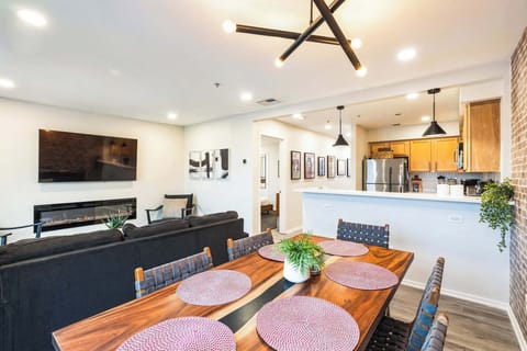 Gather for meals together at the dining table, with seating for 6