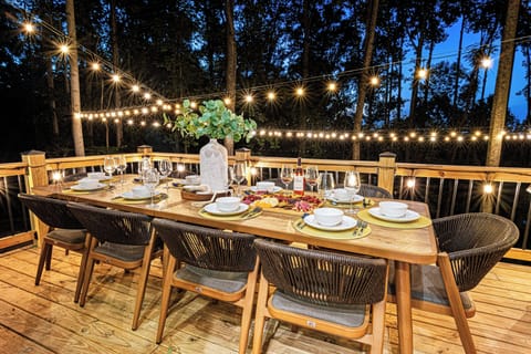 Outdoor dining table (sits 10), on the upper deck (main level of the house).
