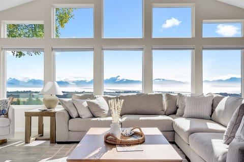Breathtaking views from every angle of the stylish, main living space.