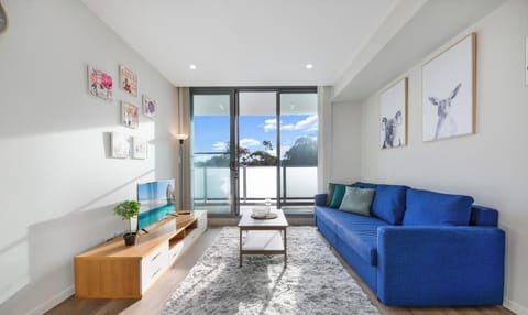 Comfortable lounge space with sofa bed and natural light
