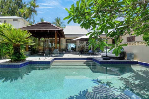 Pool area looking back towards the house and dining pavilion