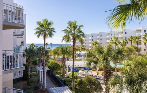 Courtyard and partial ocean view from the balcony