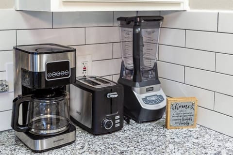 Traditional coffee maker, Keurig, toaster, and Ninja blender are all available appliances to make your stay all that and more!