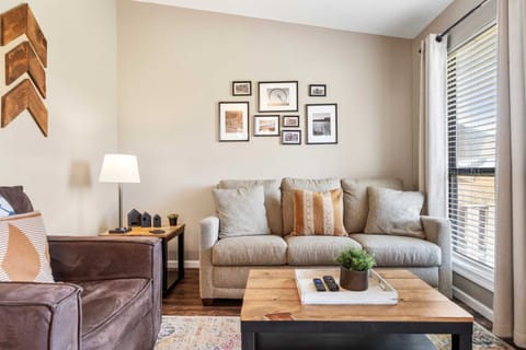 Curl up in the inviting living room & enjoy a movie night at home