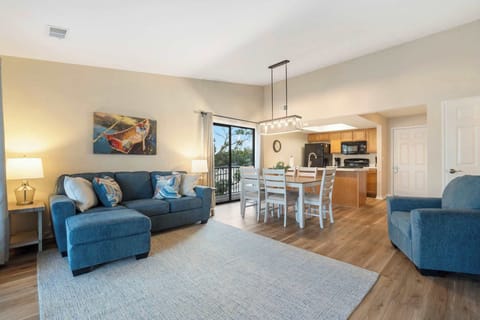 Living, dining, and kitchen area