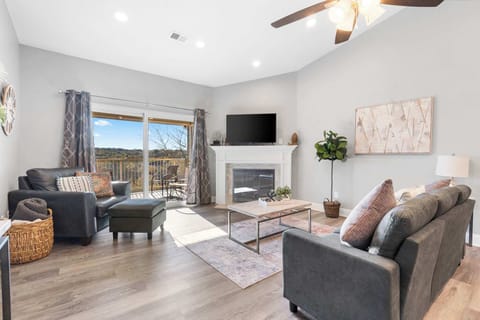 Curl up in the airy living room & enjoy a movie night at home