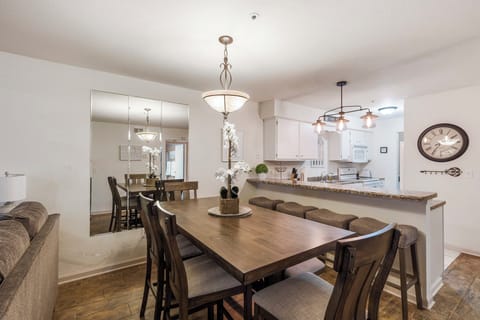 Dining table for 7, and additional counter seating