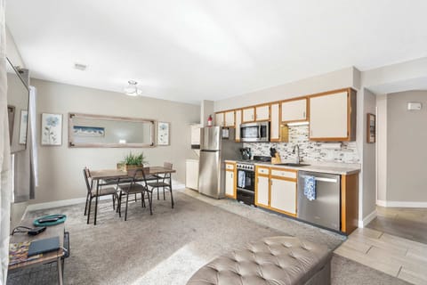 Open living, dining, kitchen area