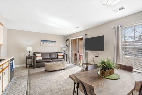 Open living space with Smart TV, and Queen sofa sleeper