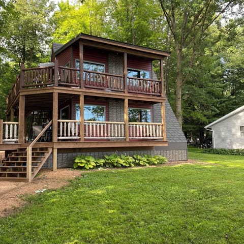 Front of cabin overlooking the lake