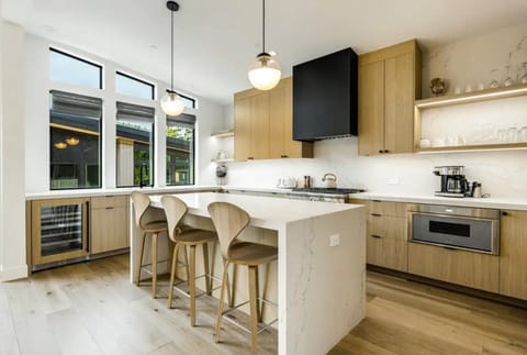 Modern kitchen with stainless steel appliances