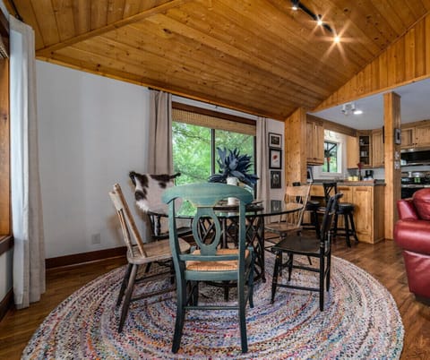 Plenty of seating in the dining area in the open concept living space.