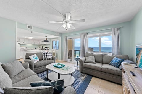 Living room with beachfront balcony