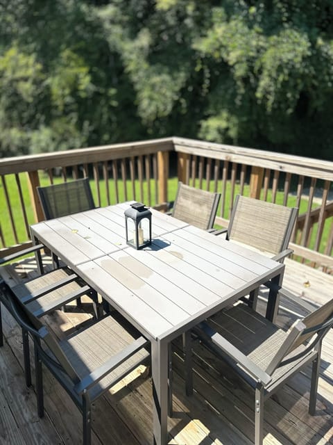 This deck is designed for enjoyment, family meals, or simply relaxing together.