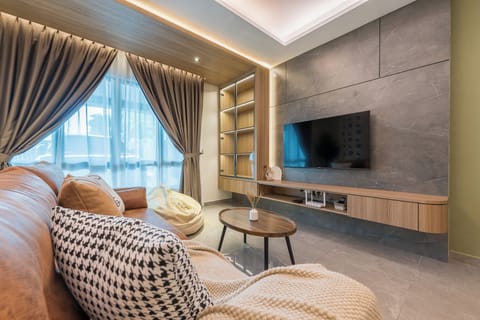 Living Hall with 3 seater sofa + 1 Lazy Bean Bag