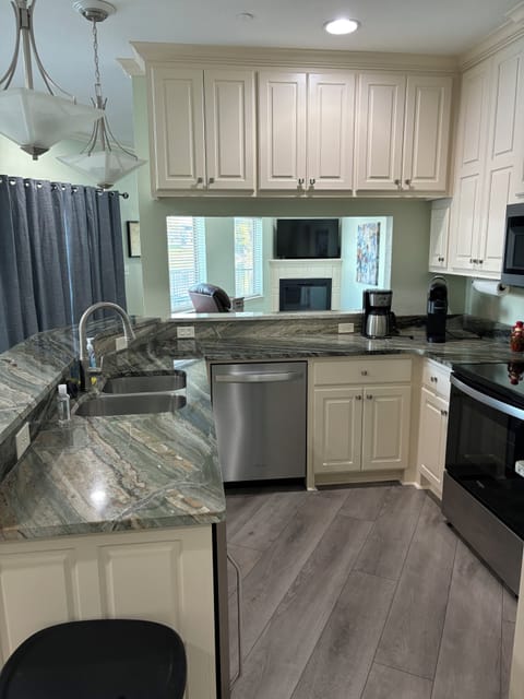 Kitchen with all basic needs and k-cups.