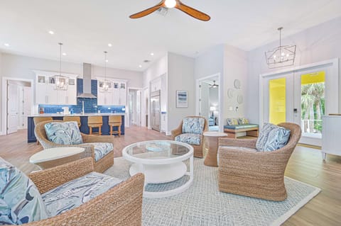 Living room looking into the kitchen