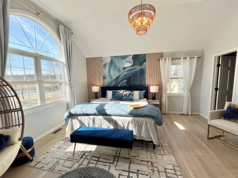 Master suite with Fox River View, Cathedral Ceiling and walking in closet. 