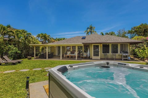 View from spa into back patio