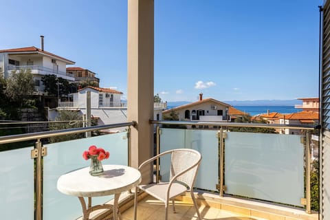 Seaview from the balcony – Enjoy a breathtaking panoramic view of the endless blue sea and the distant mountains, offering a serene and relaxing setting right from your private balcony.