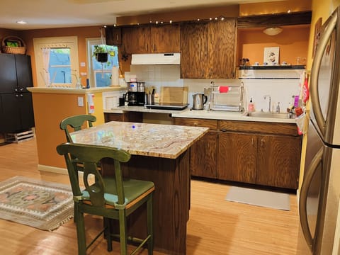 Mid century kitchen with open floor plan