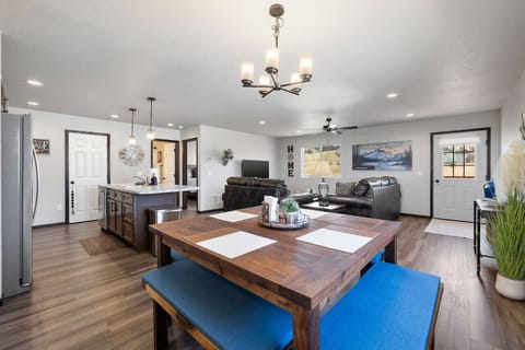Gather around our beautifully appointed dining area and enjoy a cozy dinner after exploring, this space is sure to enhance your experience.