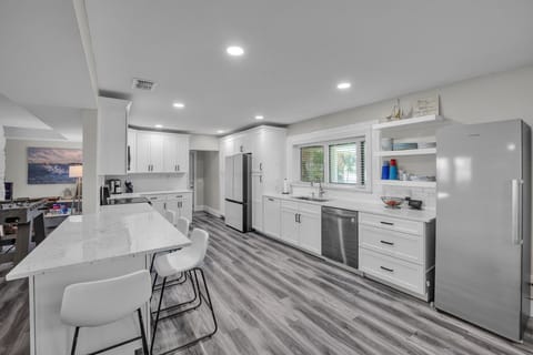 Indoors, Floor, Kitchen, Flooring, Refrigerator