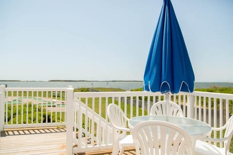 Sip morning coffee on the breezy deck overlooking the bay.