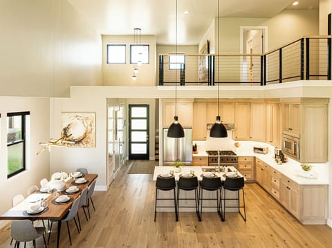 Center island and dining area