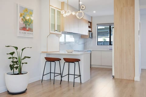 You can sit at the breakfast bar for casual meals for breakfast.